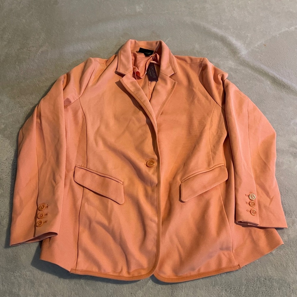 Lane Bryant Outlet‎ Peach Pink Textured Knit Blazer Jacket Size 14 NWT Casual